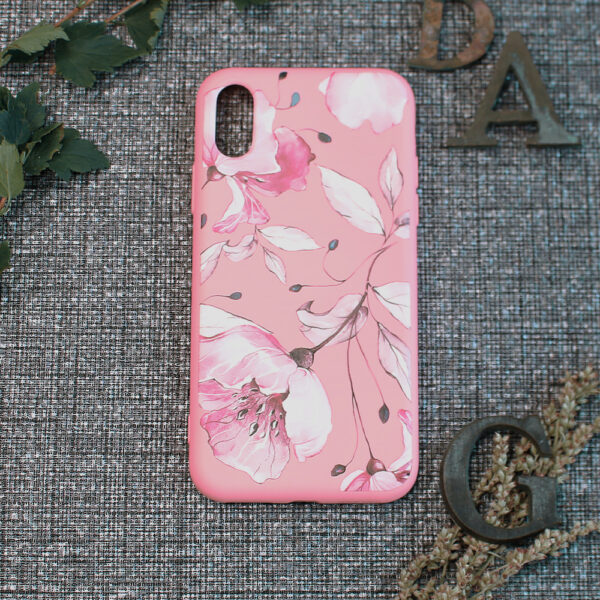 iphone X/XS TPU, pink blomster